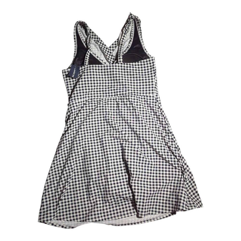 Lands End Black White Gingham Plaid One Piece Swimsuit Swim Dress Sz 12 NWT - Picture 2 of 6
